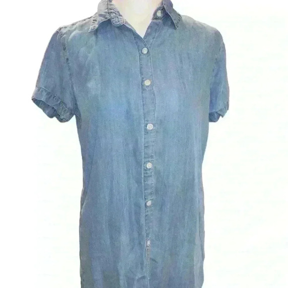 ALLEN B  Dress Women's Size Medium Blue Denim Button Up Shirt - Picture 4 of 7